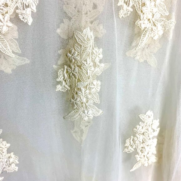Vintage 80s Wedding Bridal Shift Nightgown Swing Maxi Alencon Lace Tulle Size M - Picture 4 of 11